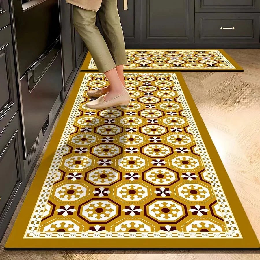 Kitchen Crystal Velvet Floor Mats, Water-Absorbing, Anti-Slip, Oil-Proof Carpets, Washable And No-Wash Home Decorations