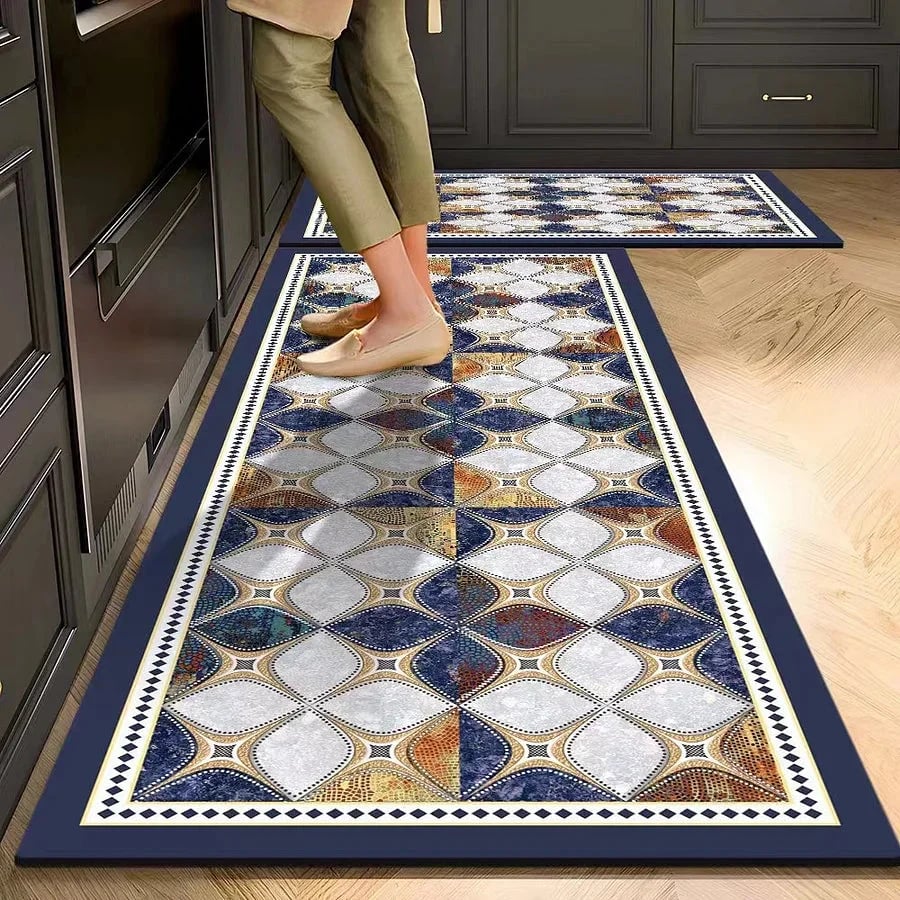 Kitchen Crystal Velvet Floor Mats, Water-Absorbing, Anti-Slip, Oil-Proof Carpets, Washable And No-Wash Home Decorations