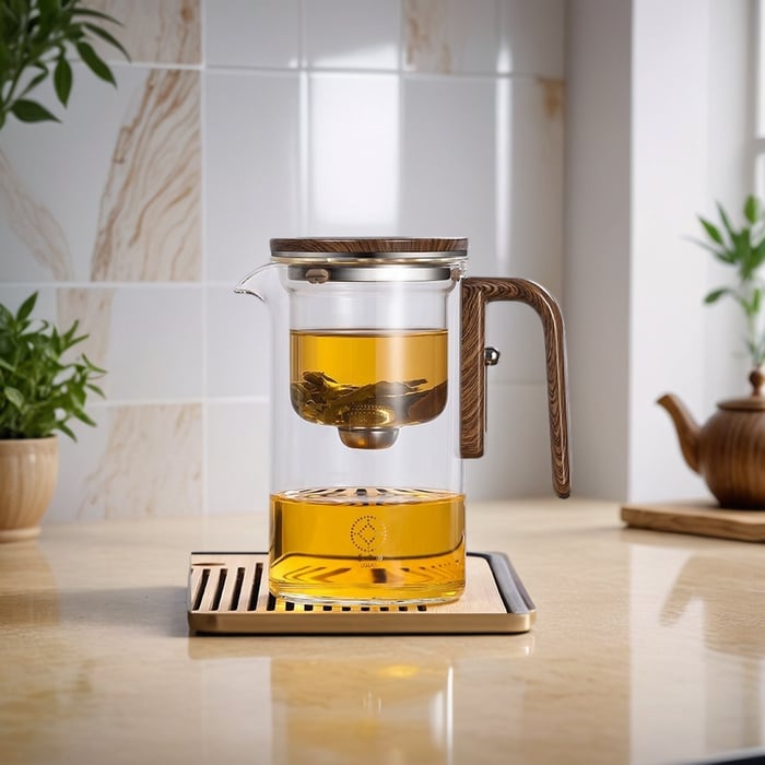 One Click Magnetic Teapot Separation Filtration Glass Tea Pot