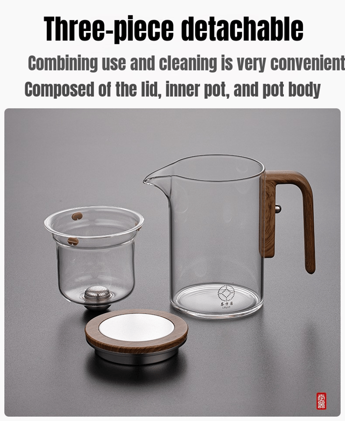 One Click Magnetic Teapot Separation Filtration Glass Tea Pot