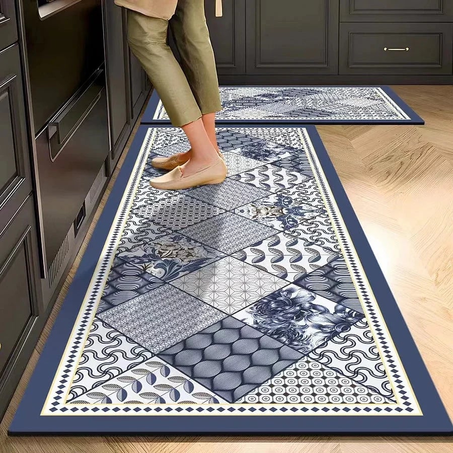 Kitchen Crystal Velvet Floor Mats, Water-Absorbing, Anti-Slip, Oil-Proof Carpets, Washable And No-Wash Home Decorations