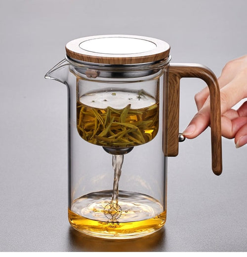 One Click Magnetic Teapot Separation Filtration Glass Tea Pot