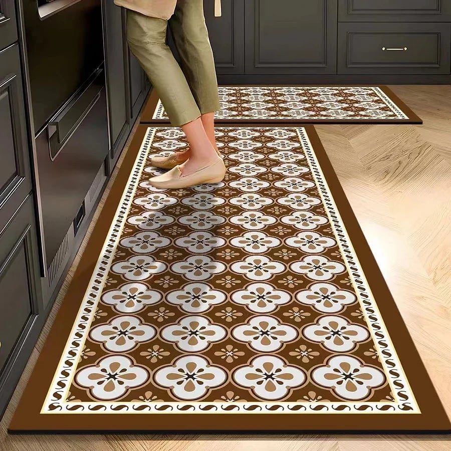 Kitchen Crystal Velvet Floor Mats, Water-Absorbing, Anti-Slip, Oil-Proof Carpets, Washable And No-Wash Home Decorations
