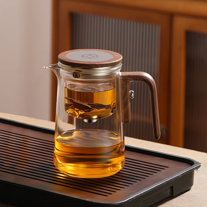 One Click Magnetic Teapot Separation Filtration Glass Tea Pot