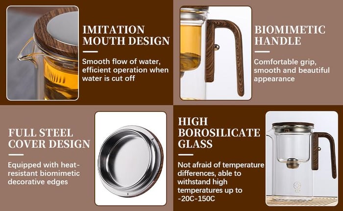 One Click Magnetic Teapot Separation Filtration Glass Tea Pot