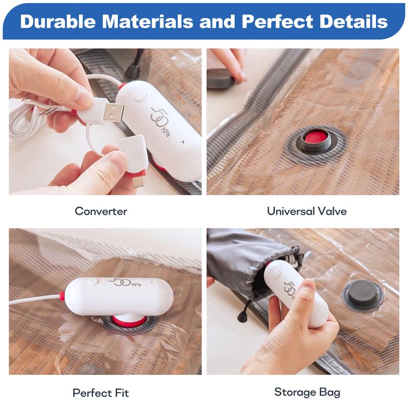 🔥12 Pack Compact Vacuum Storage Bags with USB Electric Pump for Clothes