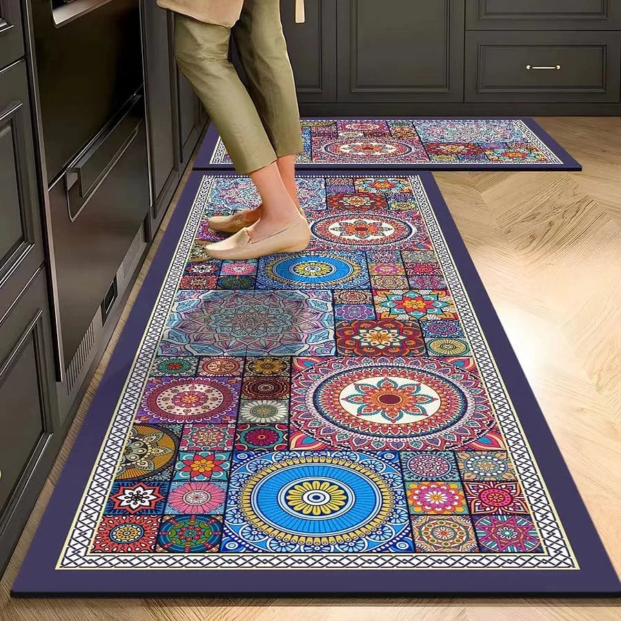 Kitchen Crystal Velvet Floor Mats, Water-Absorbing, Anti-Slip, Oil-Proof Carpets, Washable And No-Wash Home Decorations