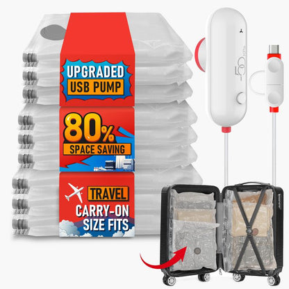 🔥12 Pack Compact Vacuum Storage Bags with USB Electric Pump for Clothes