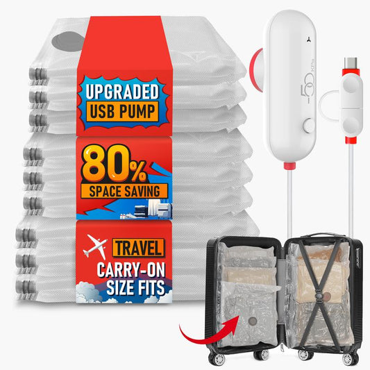🔥12 Pack Compact Vacuum Storage Bags with USB Electric Pump for Clothes