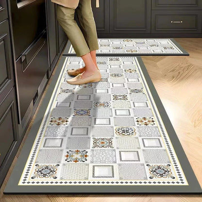 Kitchen Crystal Velvet Floor Mats, Water-Absorbing, Anti-Slip, Oil-Proof Carpets, Washable And No-Wash Home Decorations